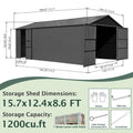 Extra-Large Outdoor Heavy-Duty Metal Garage Shed With Lockable Doors (SAK14093)