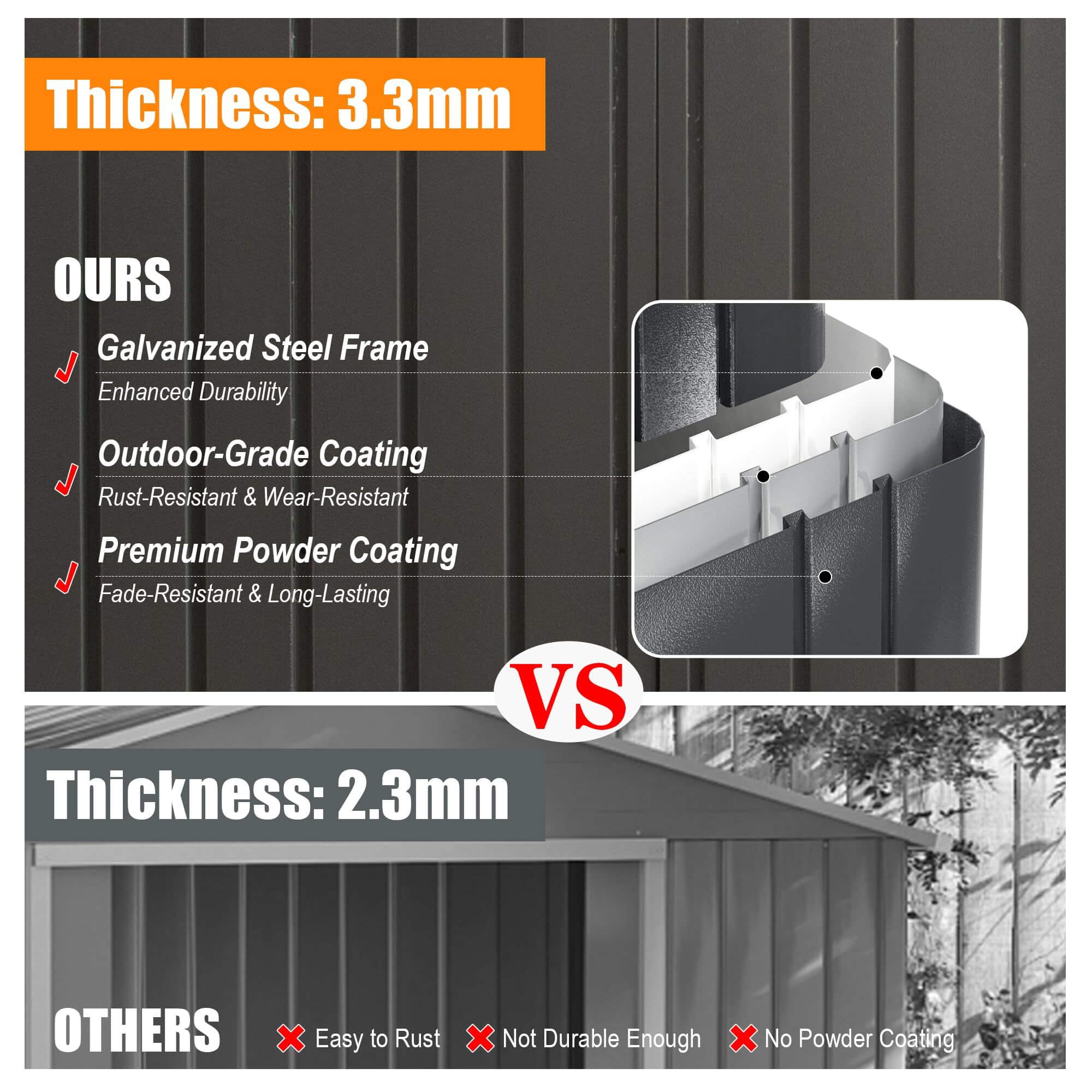 Extra-Large Outdoor Heavy-Duty Metal Garage Shed With Lockable Doors (SAK14093)
