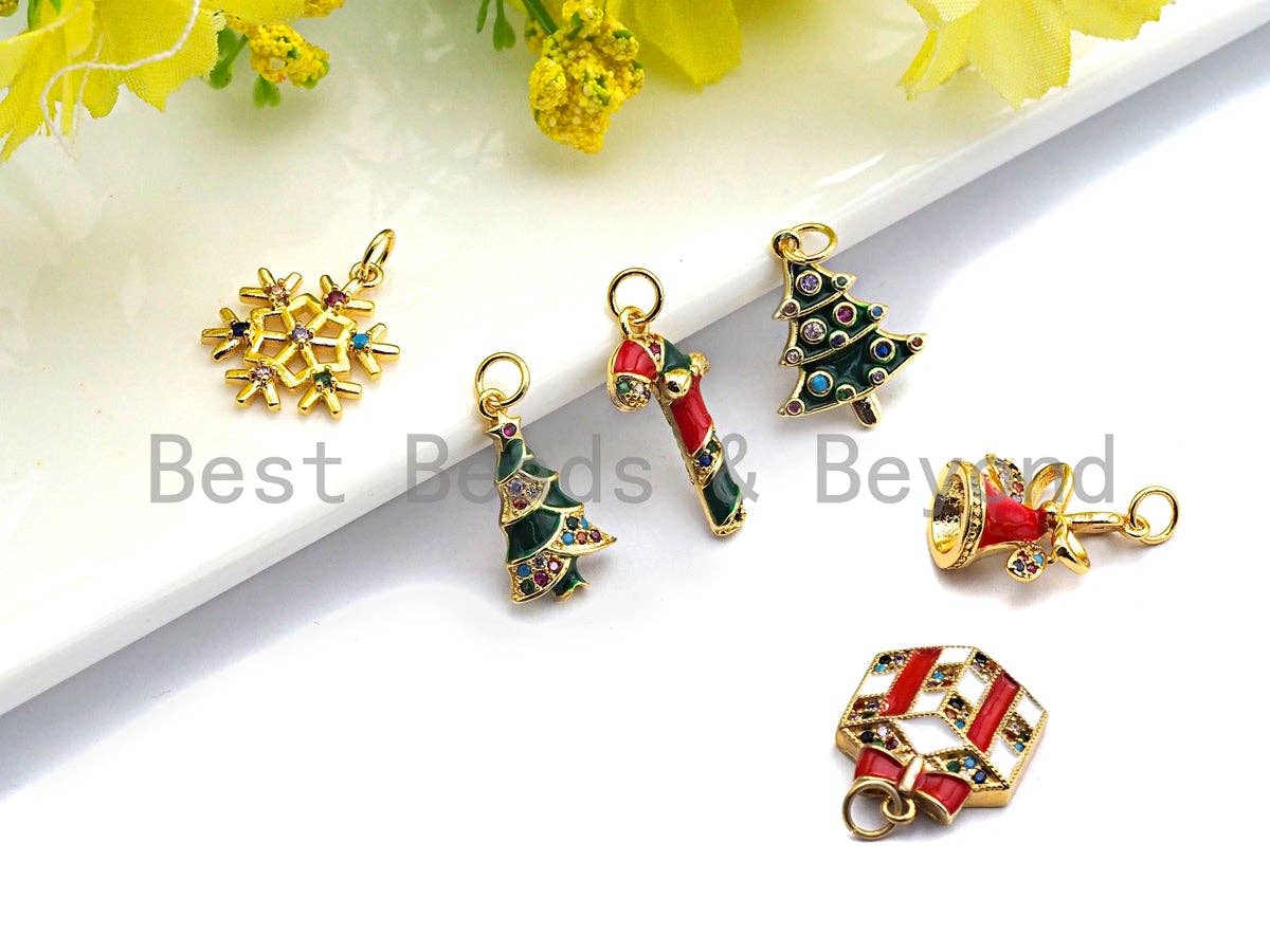 Enamel Colorful Christmas decoration Pendant,CZ Micro Pave Oil Drop pendant,Enamel Jewelry, Christmas Charm, sku#Z445
