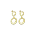 CZ Gold Double Circle Stud Earrings, Sku#LX832-Bestbeads & Beyond