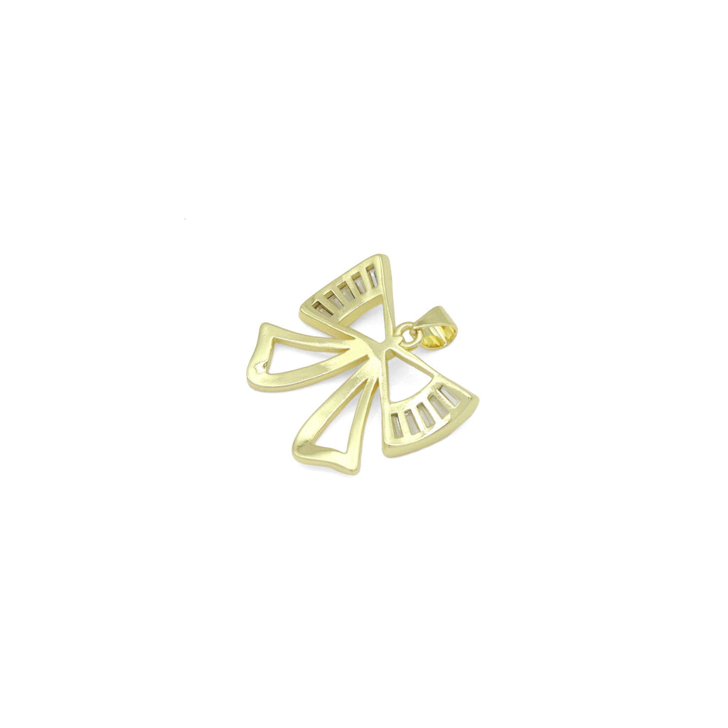 Baguette CZ Gold Bow Shape Charm Pendant, Sku#LX747-Bestbeads & Beyond