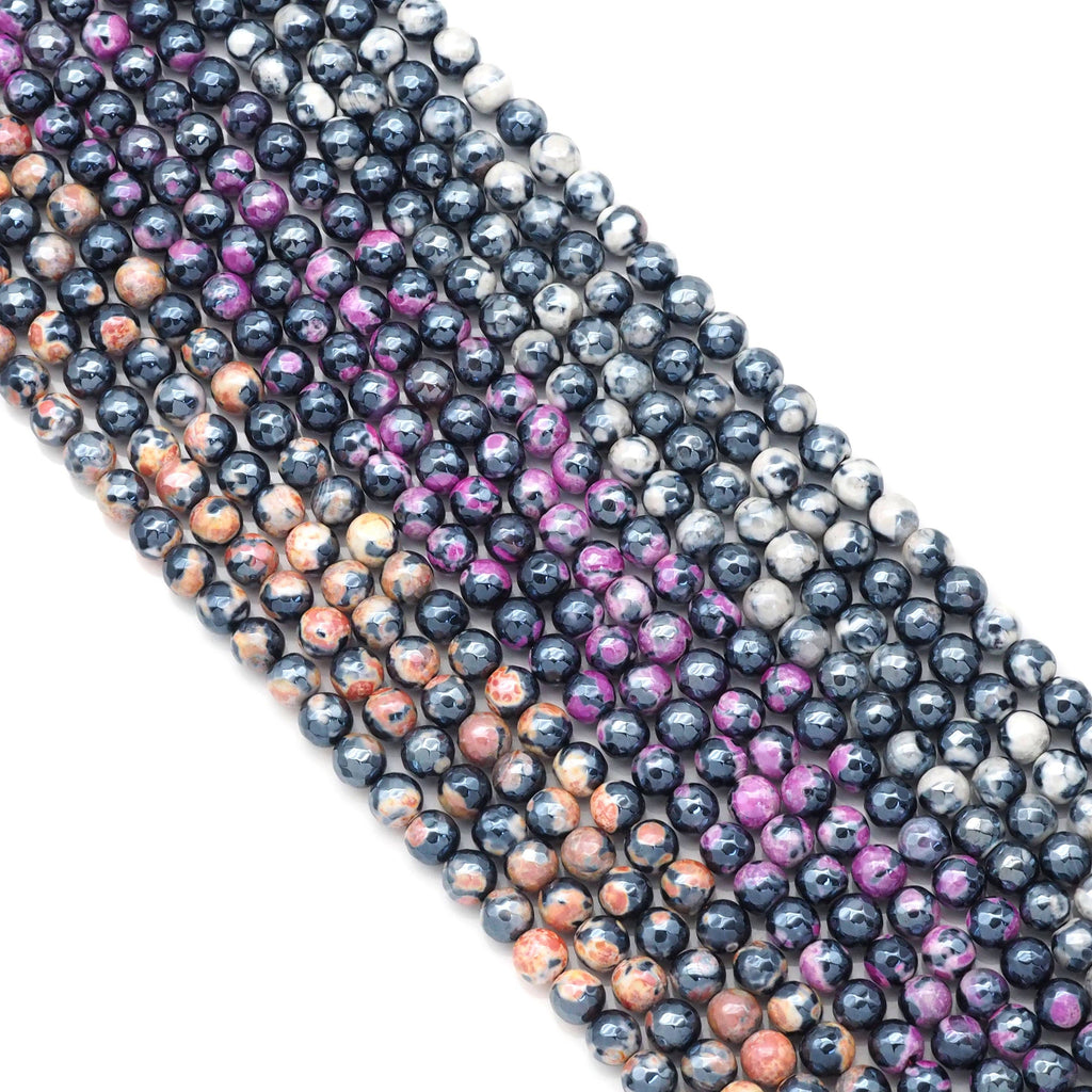 Mystic Agate Round Faceted Beads, Sku#U1761
