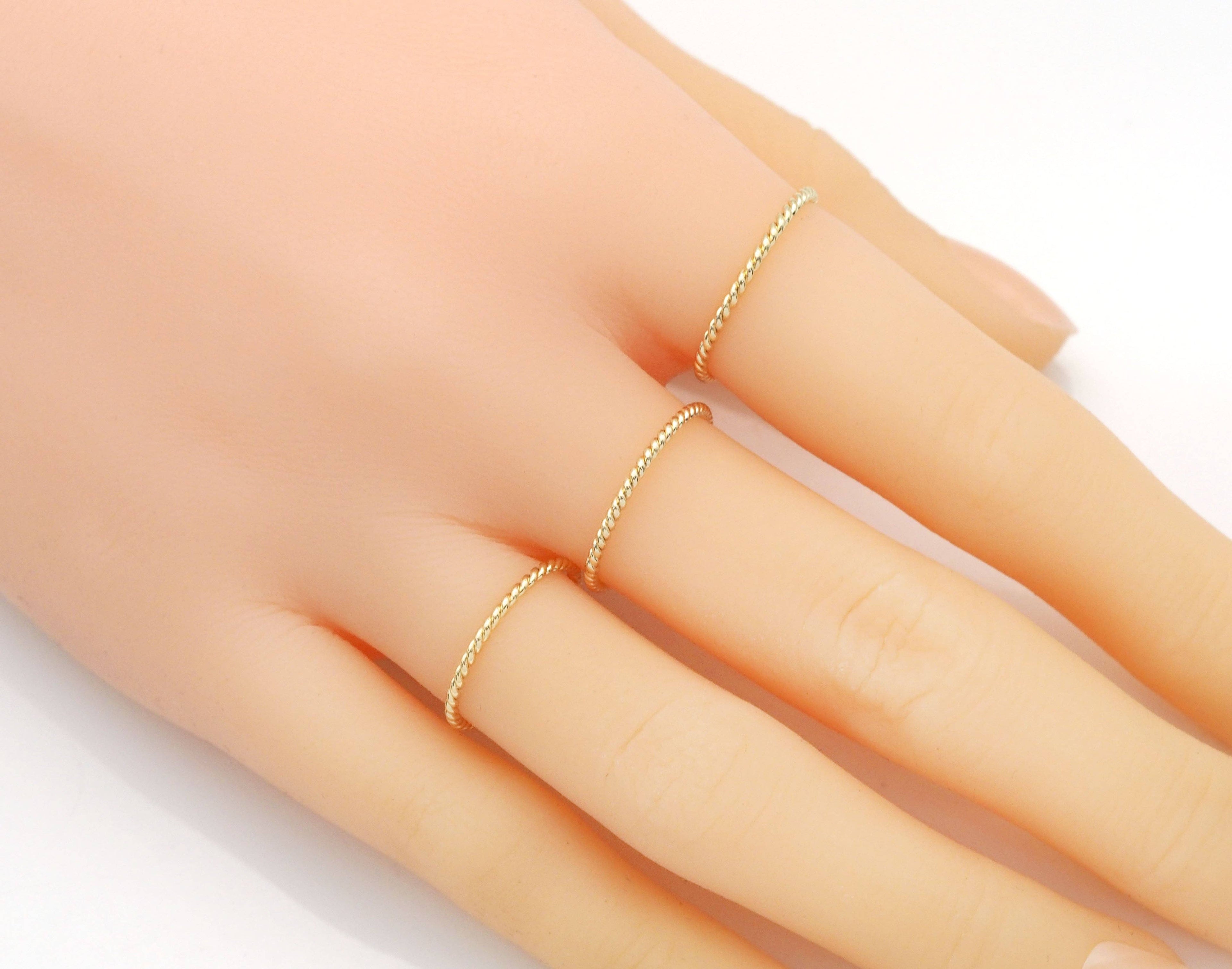 Thin Gold Twisted Ring, Sku#LX156