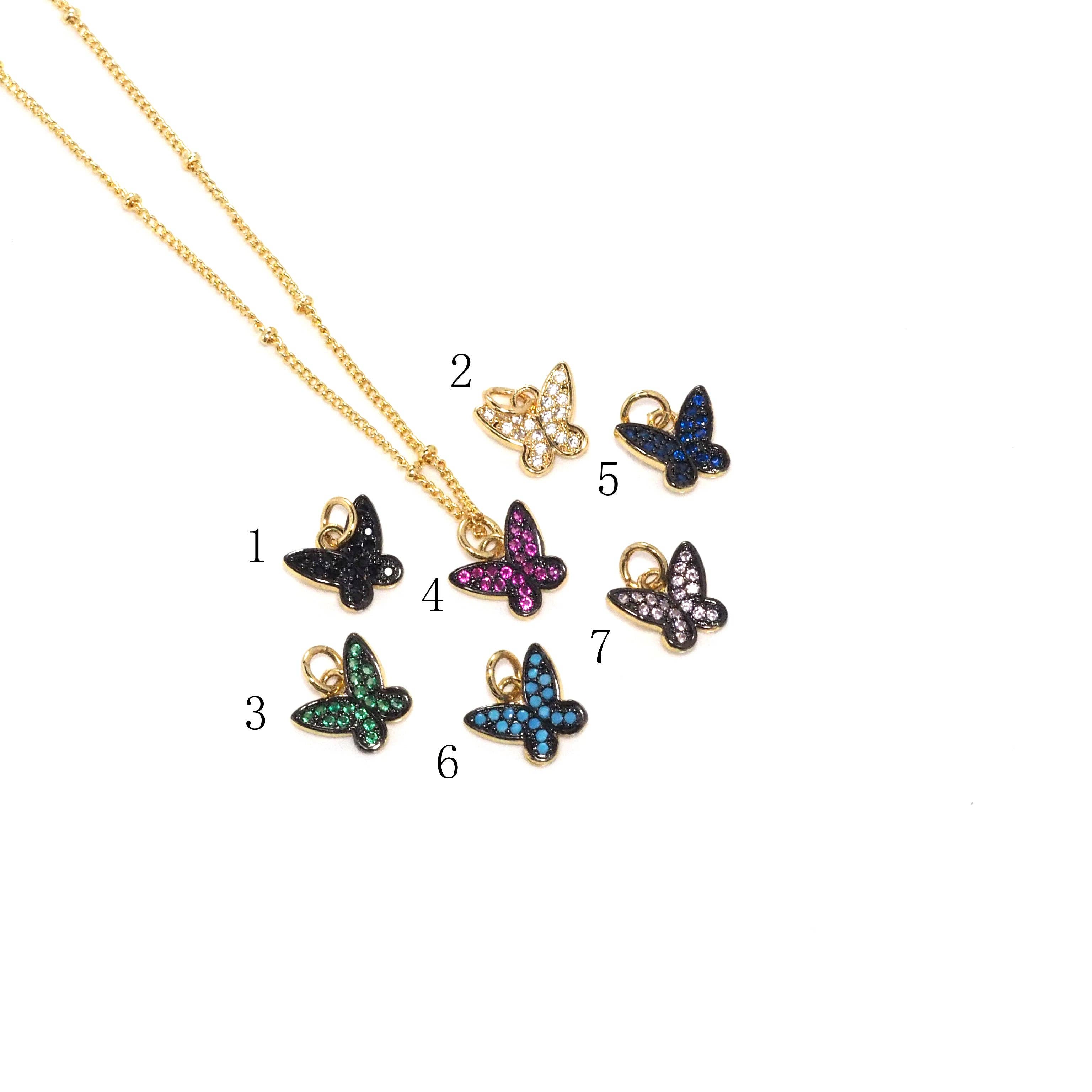 Dainty Gold Link Chain Butterfly Necklace,sku#EF296