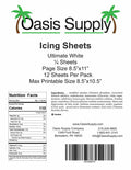 Oasis Supply Ultra Premium, Pliable, Non Cracking Icing Sheets, White (8.5" x 11.5") — 12 or 24 ct
