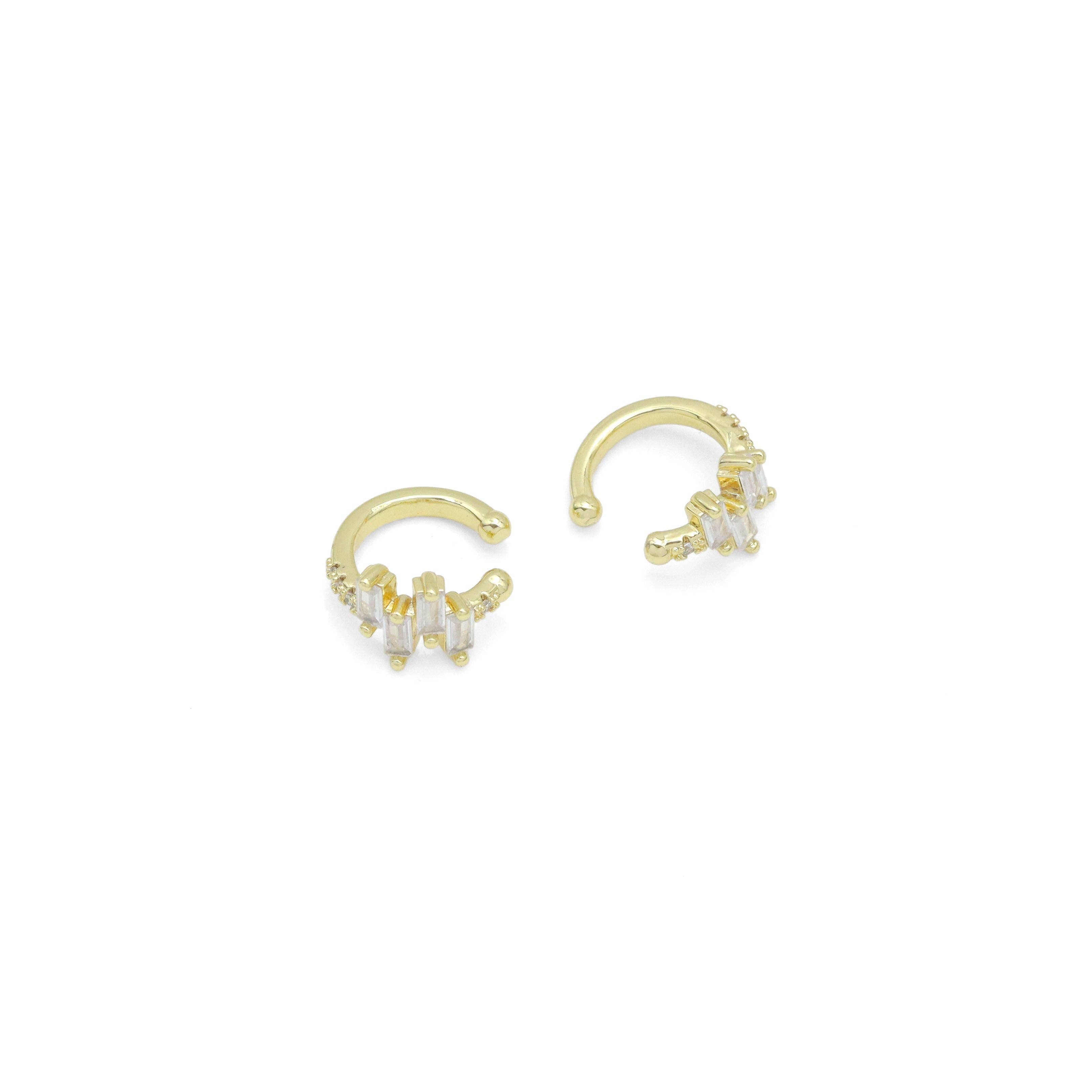 Baguette CZ zig zag line ear cuff, Sku#LX720