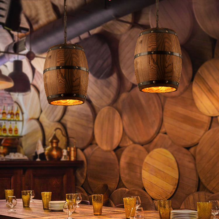 Rustic barrel wooden chandeliers