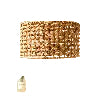 Woven personalized rattan pendant light hanging above a table