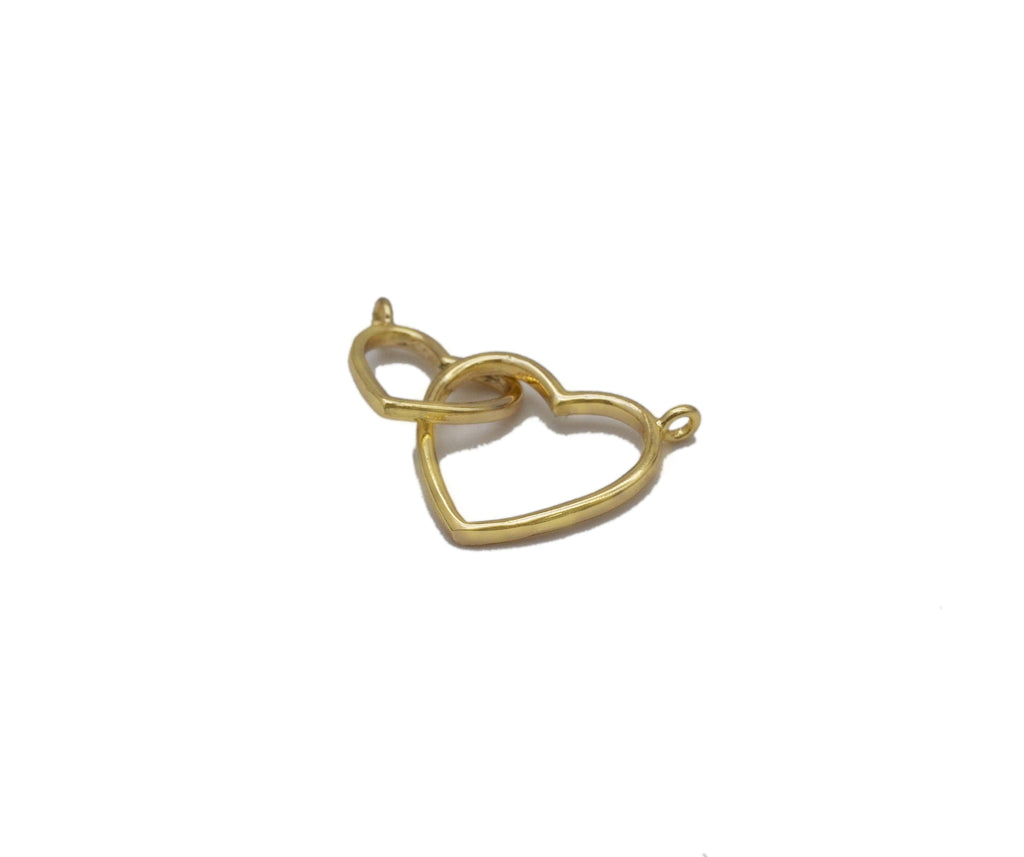 Gold Double Heart Connecter Charm, Sku#LX110-Bestbeads & Beyond