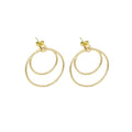 Gold Double Round Ring Earrings, Sku#ZX138