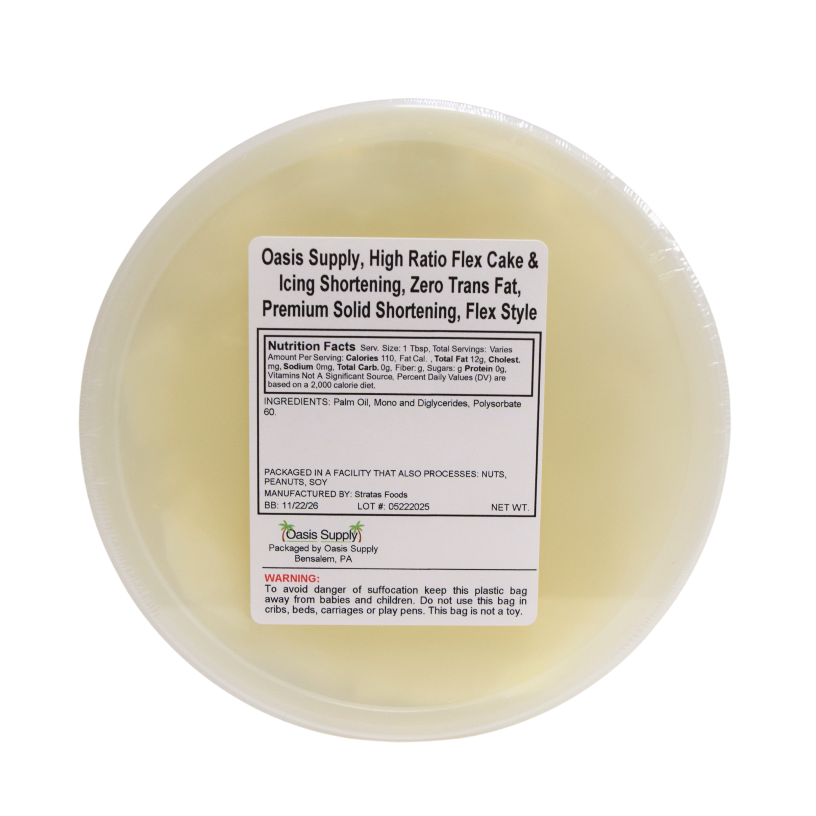 Stratas Sweetex Finest High Ratio Flex Cake & Icing Shortening By Oasis Supply