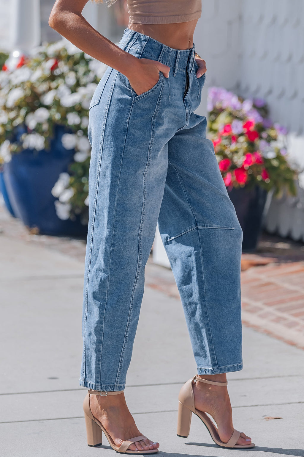 Hana Wash Cuffed Barrel Jeans