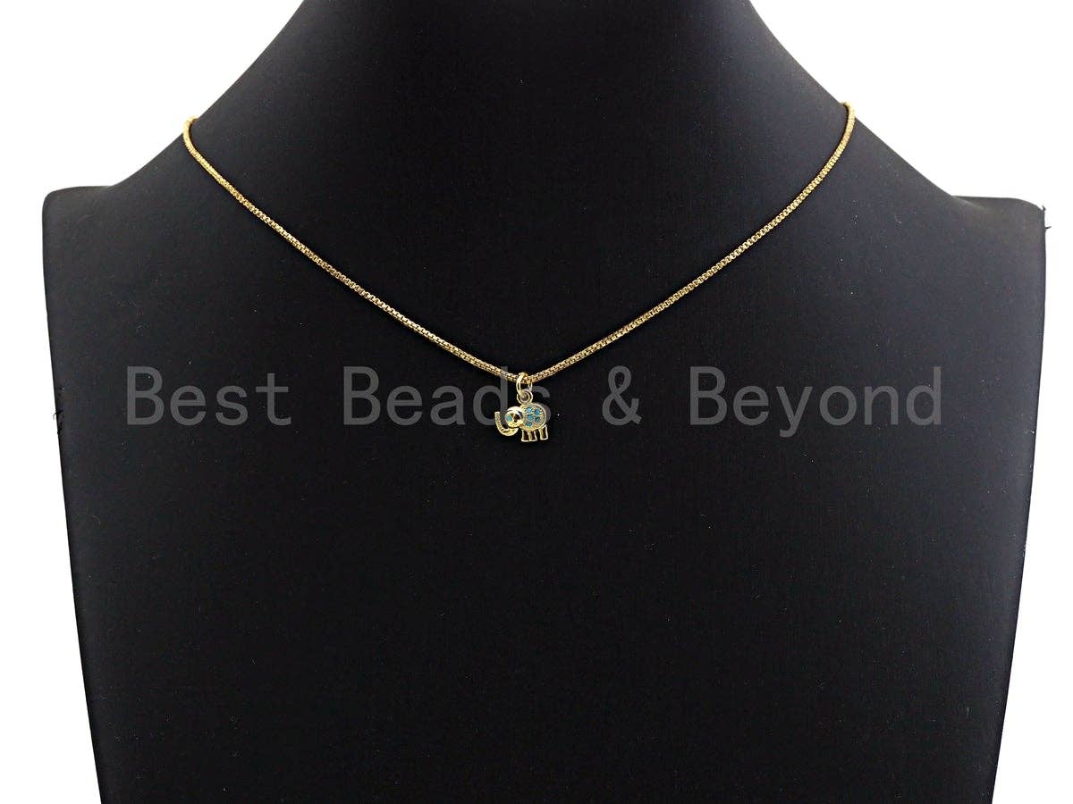 Turquoise CZ Micro Pave Elephant Shaped Pendant/Charm, Cubic Zirconia Pendant Charm,10mm,sku#Z535