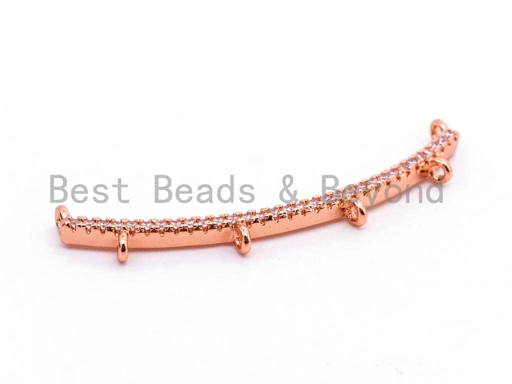 CZ Micro Pave Pendant Connector for Necklace, Pave Charm Holder, Black/Silver/Gold/Rose Gold tone Connector with Clear CZ, 2x40mm,sku#F400