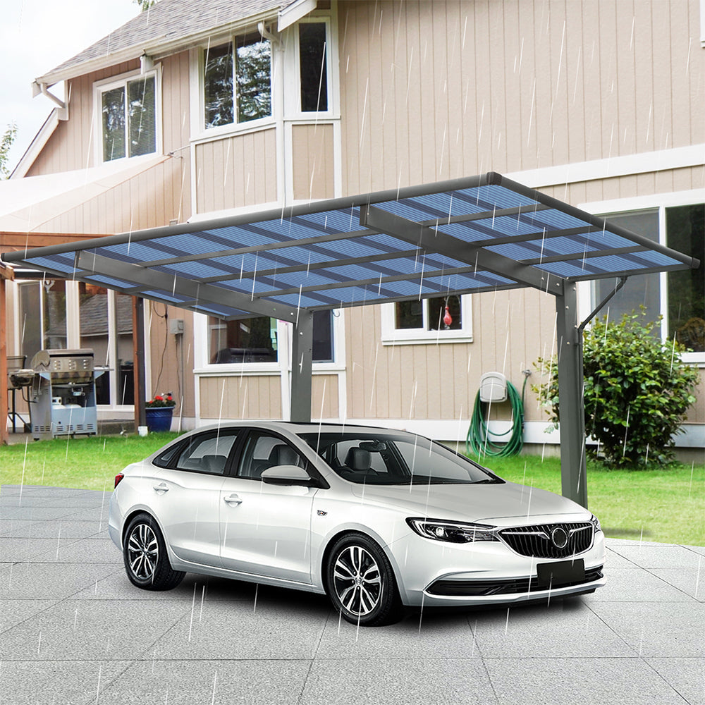 [10X17FT] Alora Extra Large Heavy-Duty Outdoor Aluminum Single Side Carport With Galvanized Metal Roof (SAK31279)