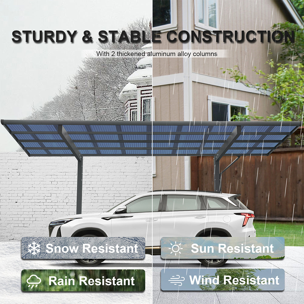 [10X17FT] Alora Extra Large Heavy-Duty Outdoor Aluminum Single Side Carport With Galvanized Metal Roof (SAK31279)