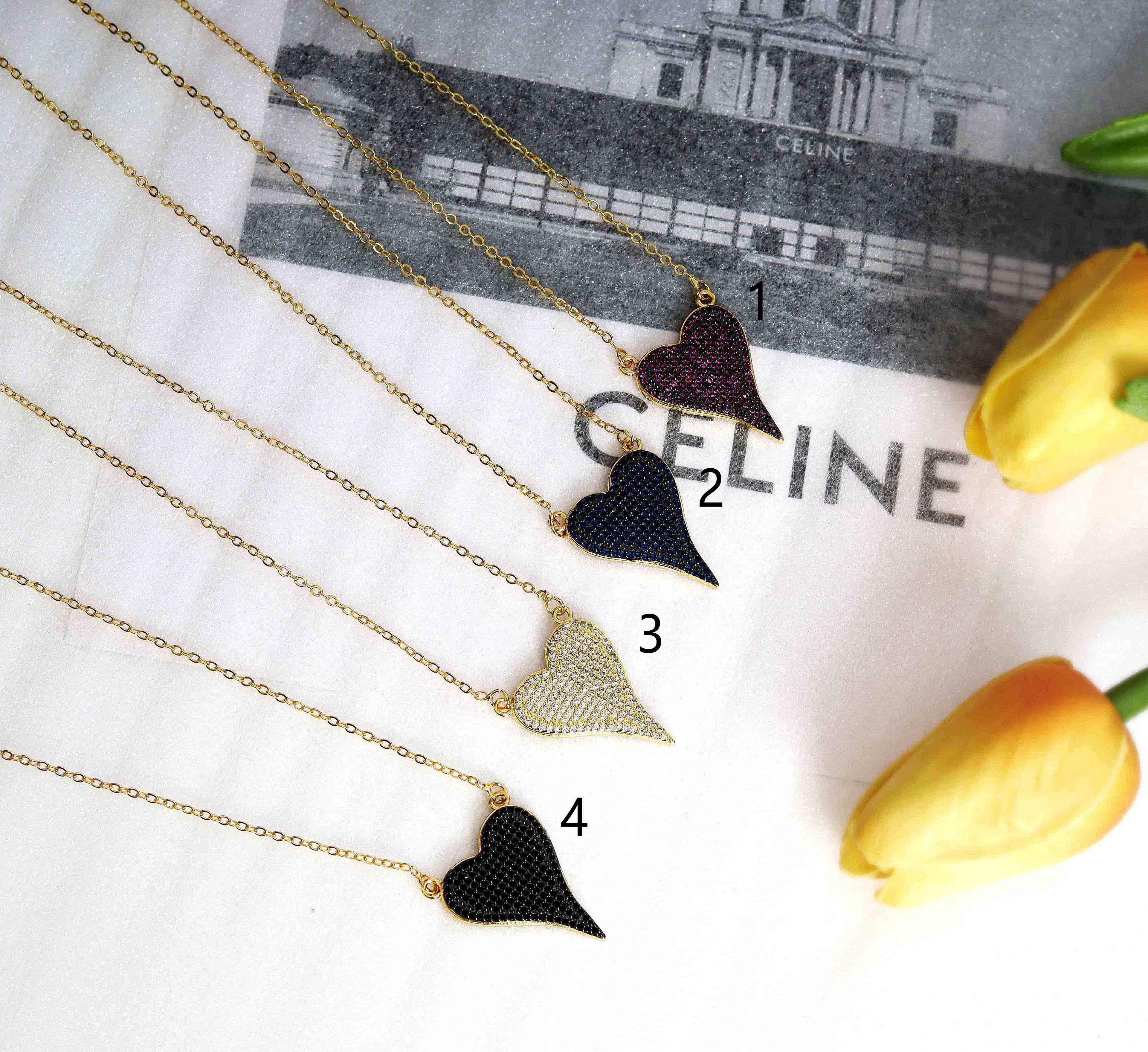 18K Gold Dainty Chain Heart Necklace, sku#EF162