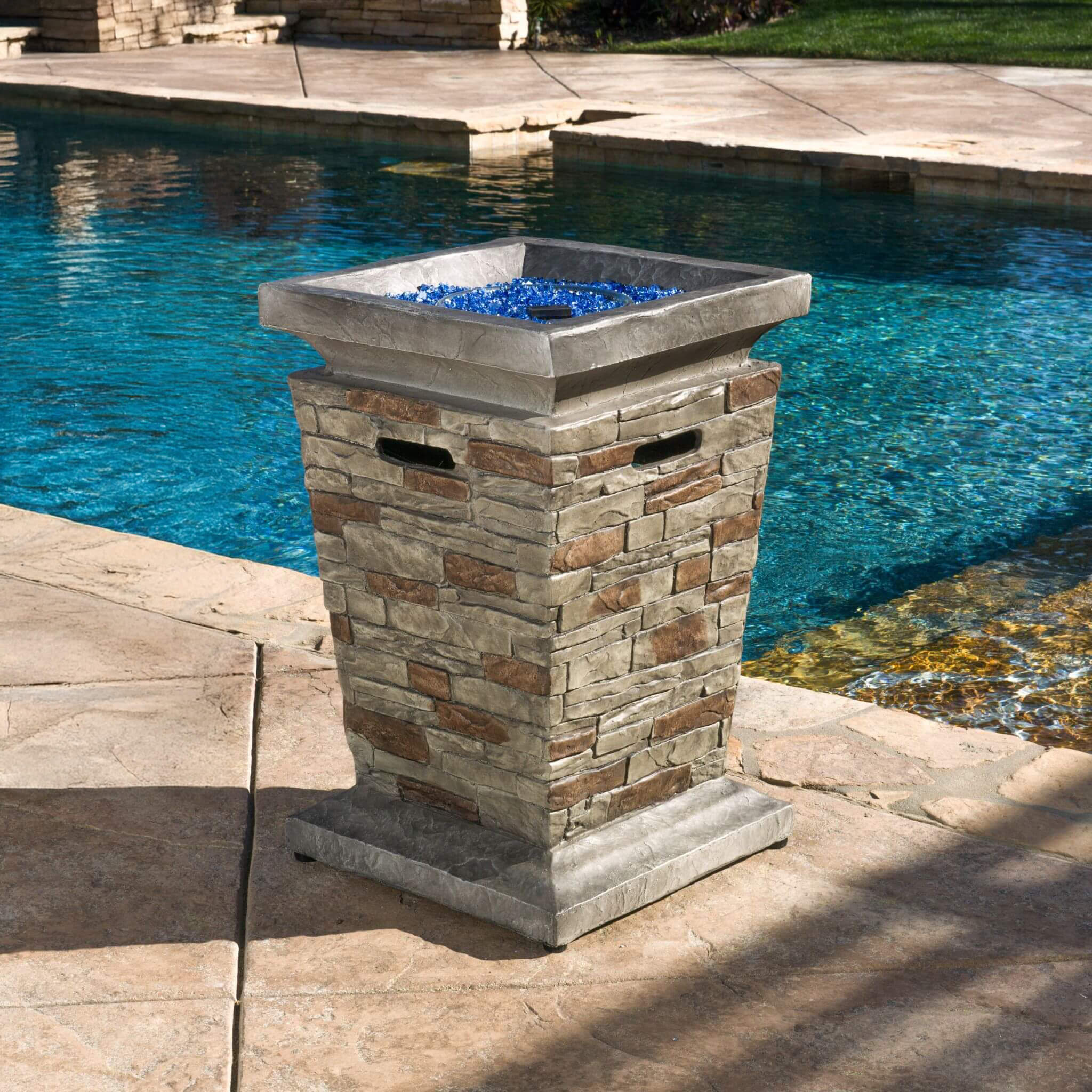 Alora 19-Inch Outdoor 40K BTU Natural Stone Fire Column (SAK36771) – J ...