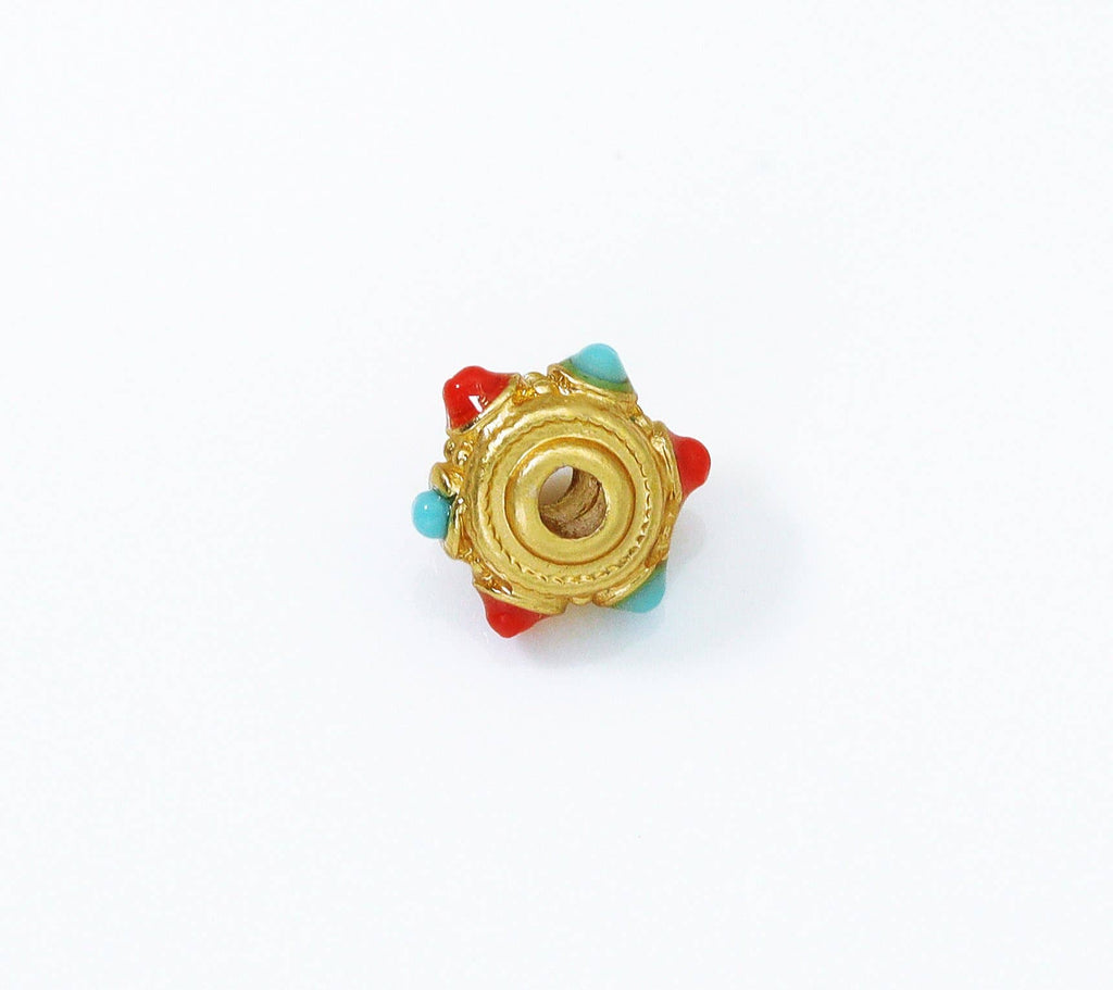 Gold Enamel Rondelle Spacer Beads, Sku#LX71