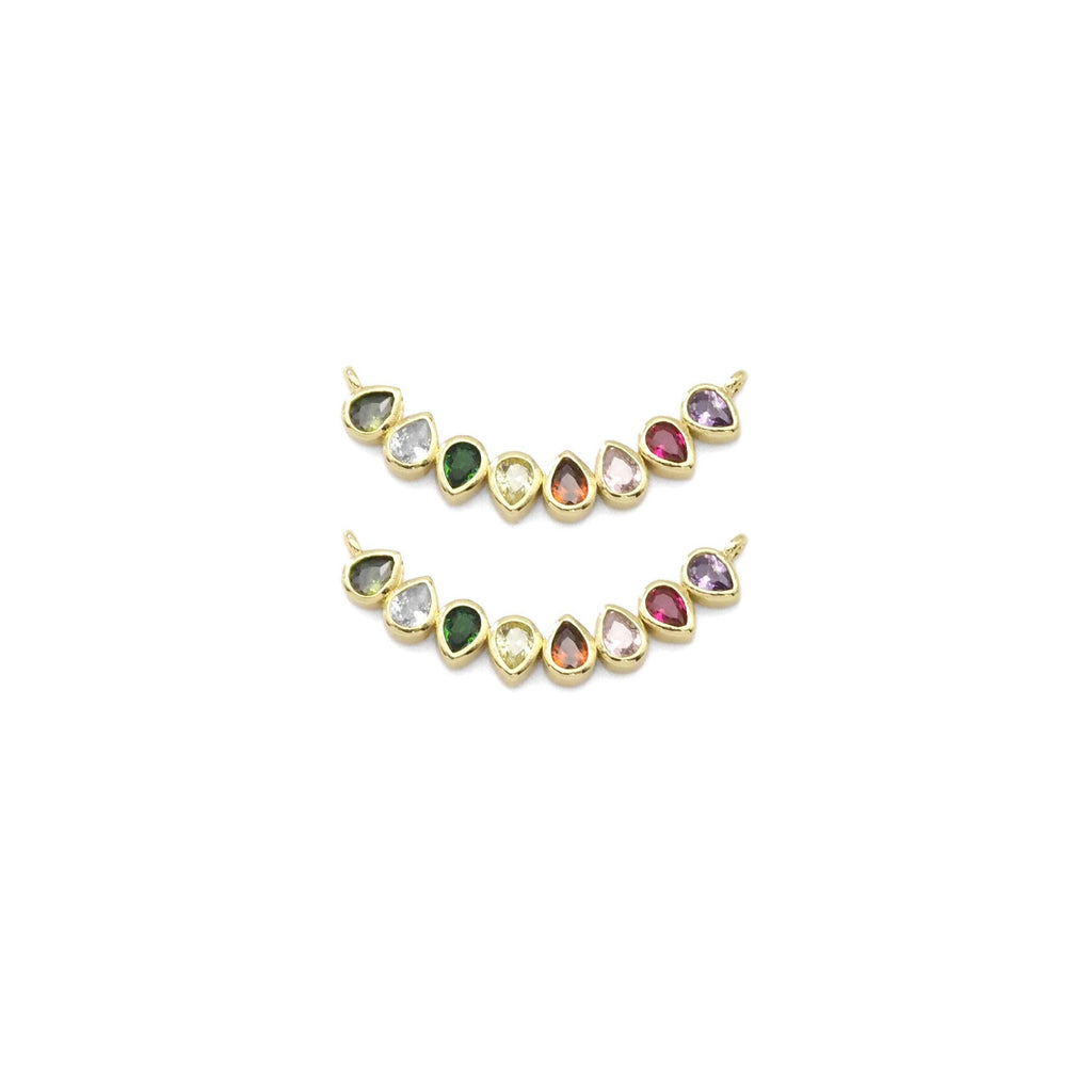 Colorful Teardrop CZ Connector Charm, Sku#LX310