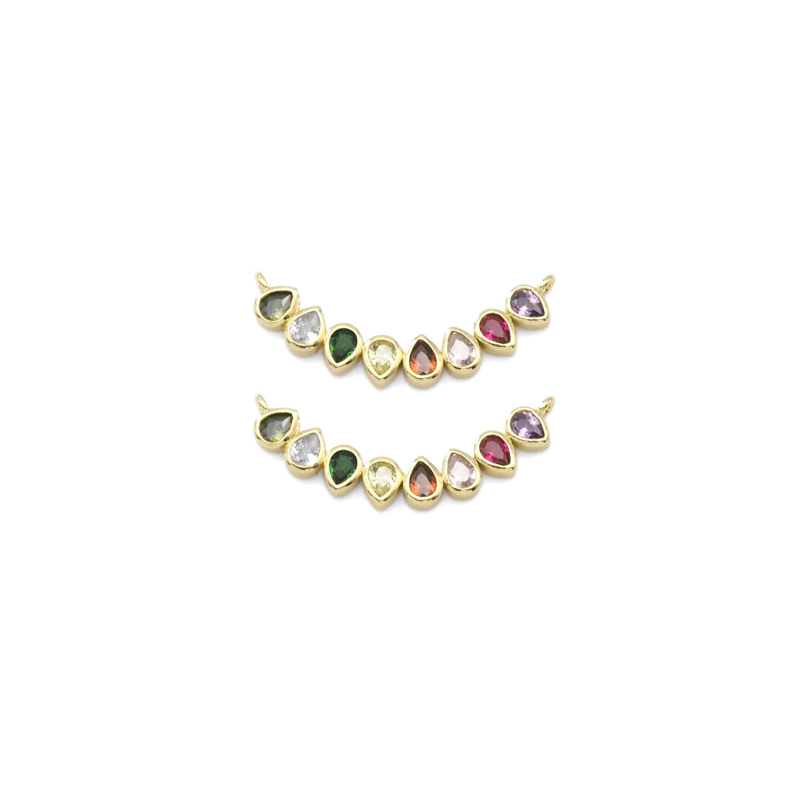 Colorful Teardrop CZ Connector Charm, Sku#LX310