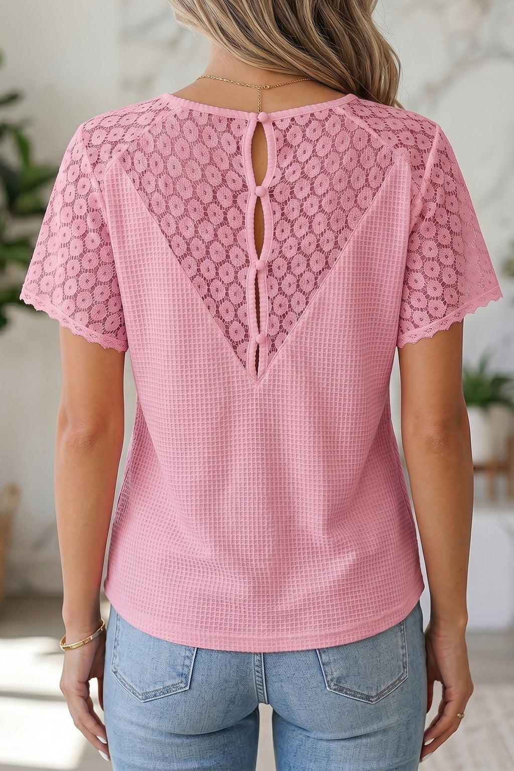Nyomi Cutout Waffle Knit Blouse
