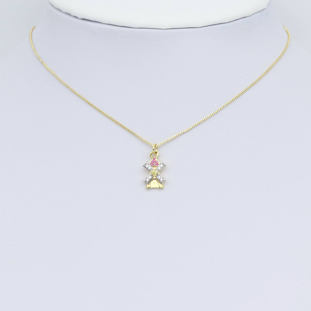 Cute Windmill House Charm Pendant, Sku#Y975