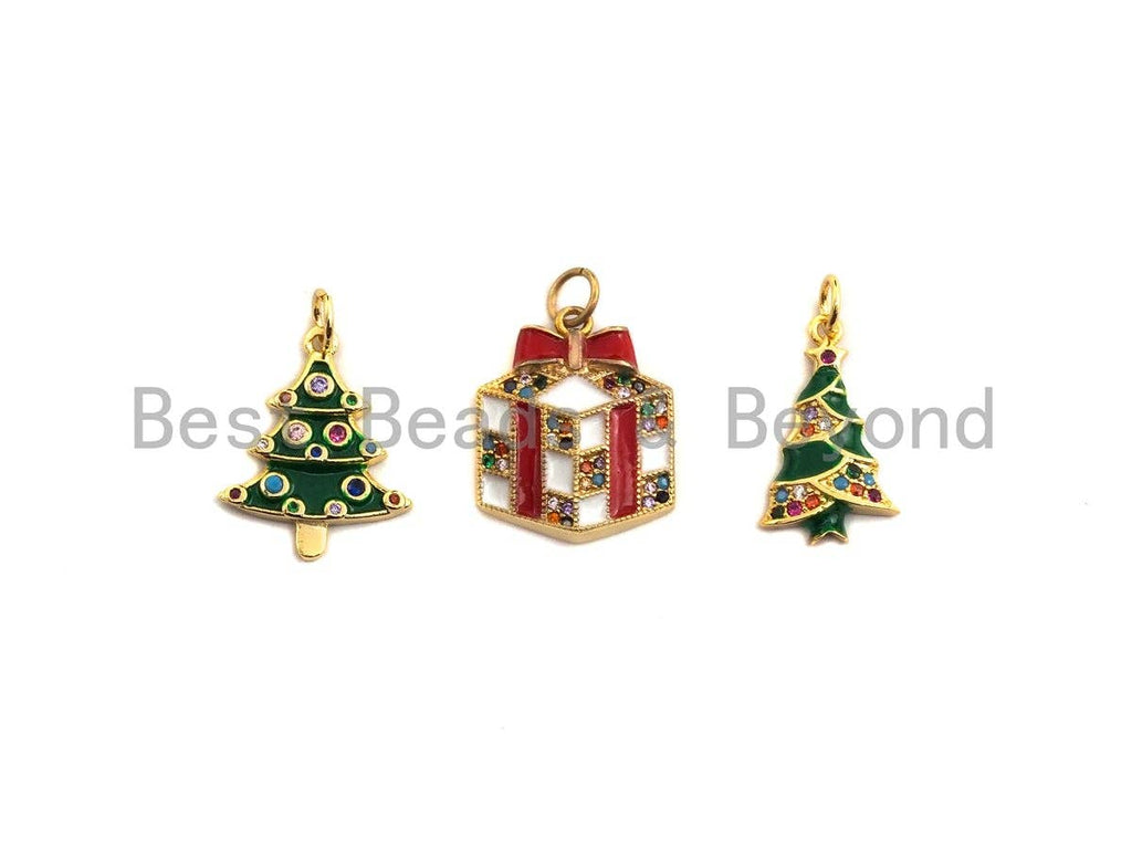 Enamel Colorful Christmas decoration Pendant,CZ Micro Pave Oil Drop pendant,Enamel Jewelry, Christmas Charm, sku#Z445