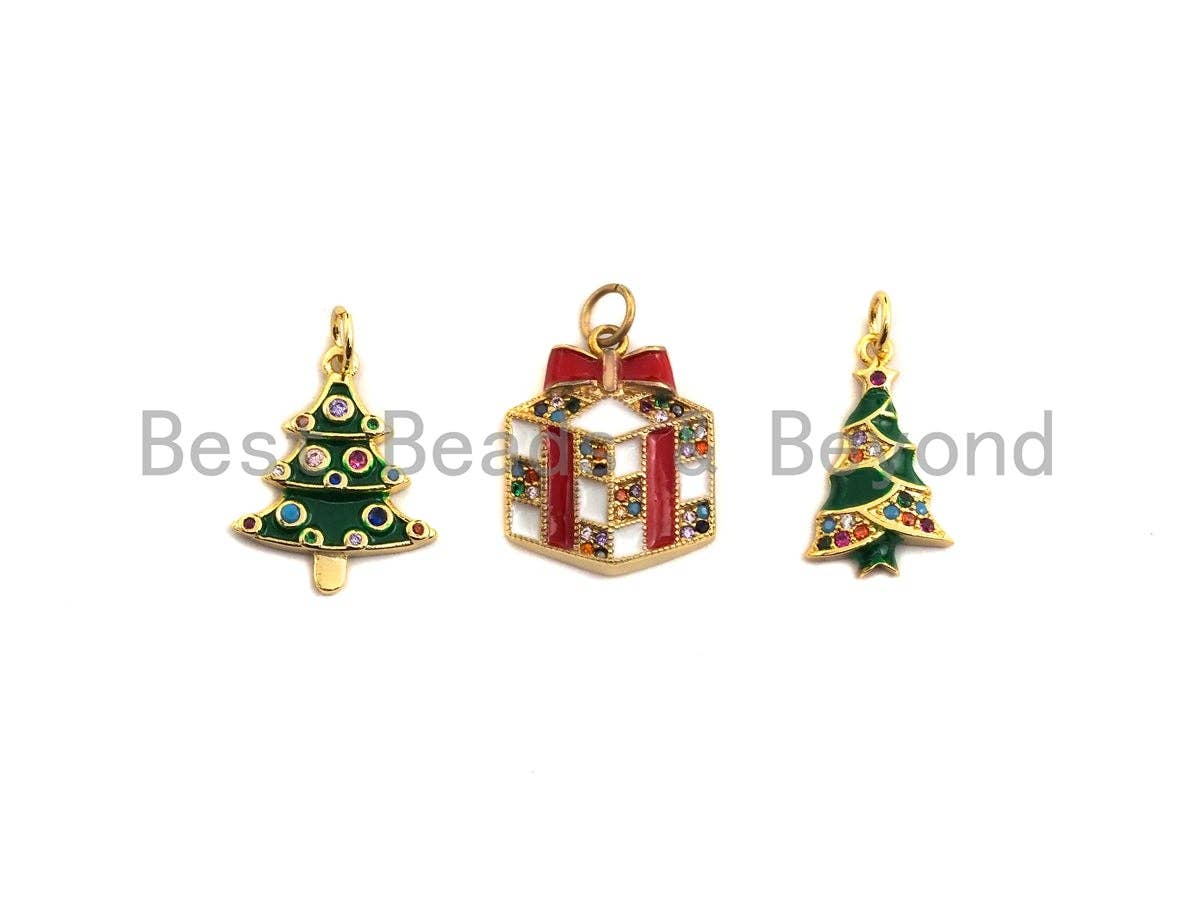 Enamel Colorful Christmas decoration Pendant,CZ Micro Pave Oil Drop pendant,Enamel Jewelry, Christmas Charm, sku#Z445
