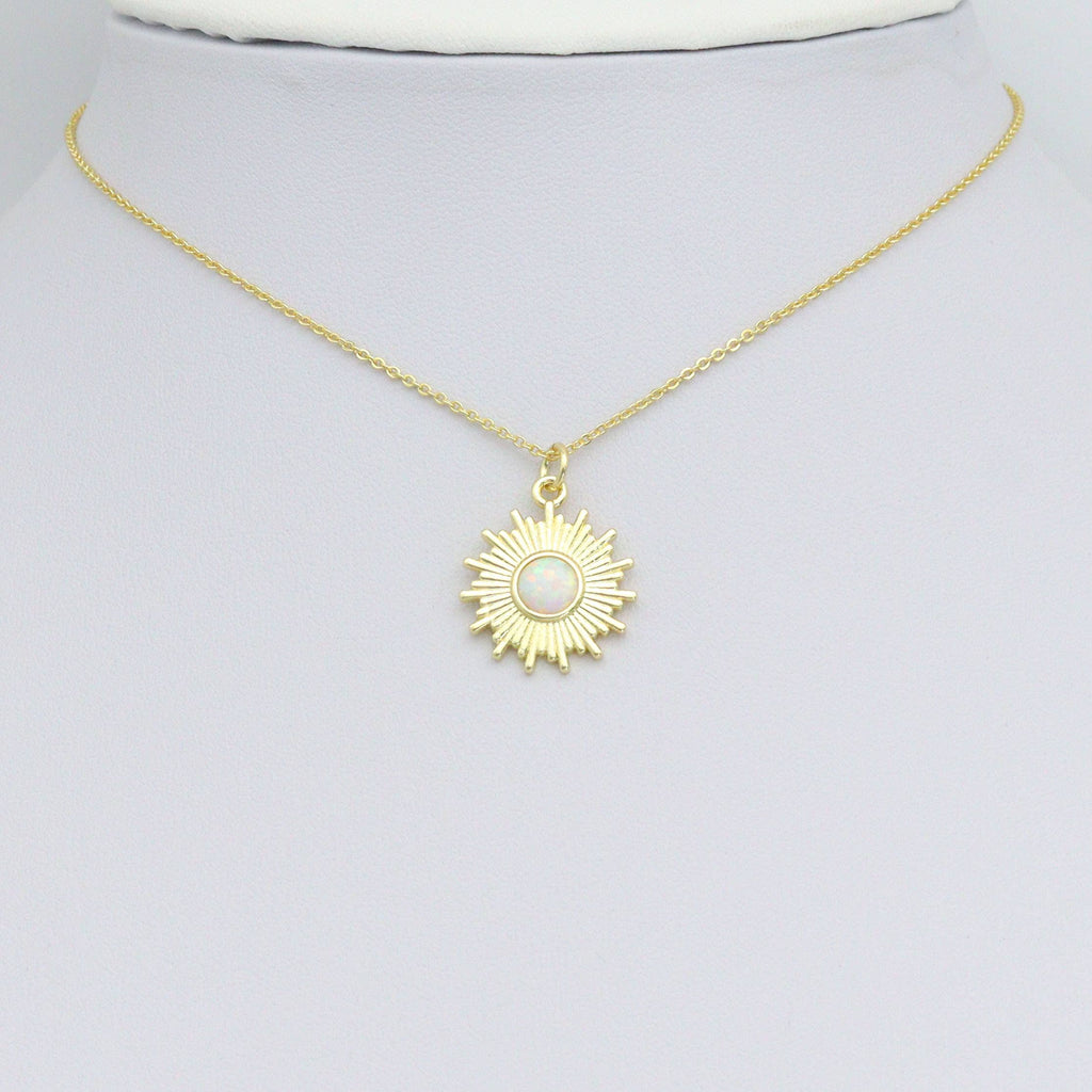 White Opal Sunburst Charm Pendant, Sku#LX807