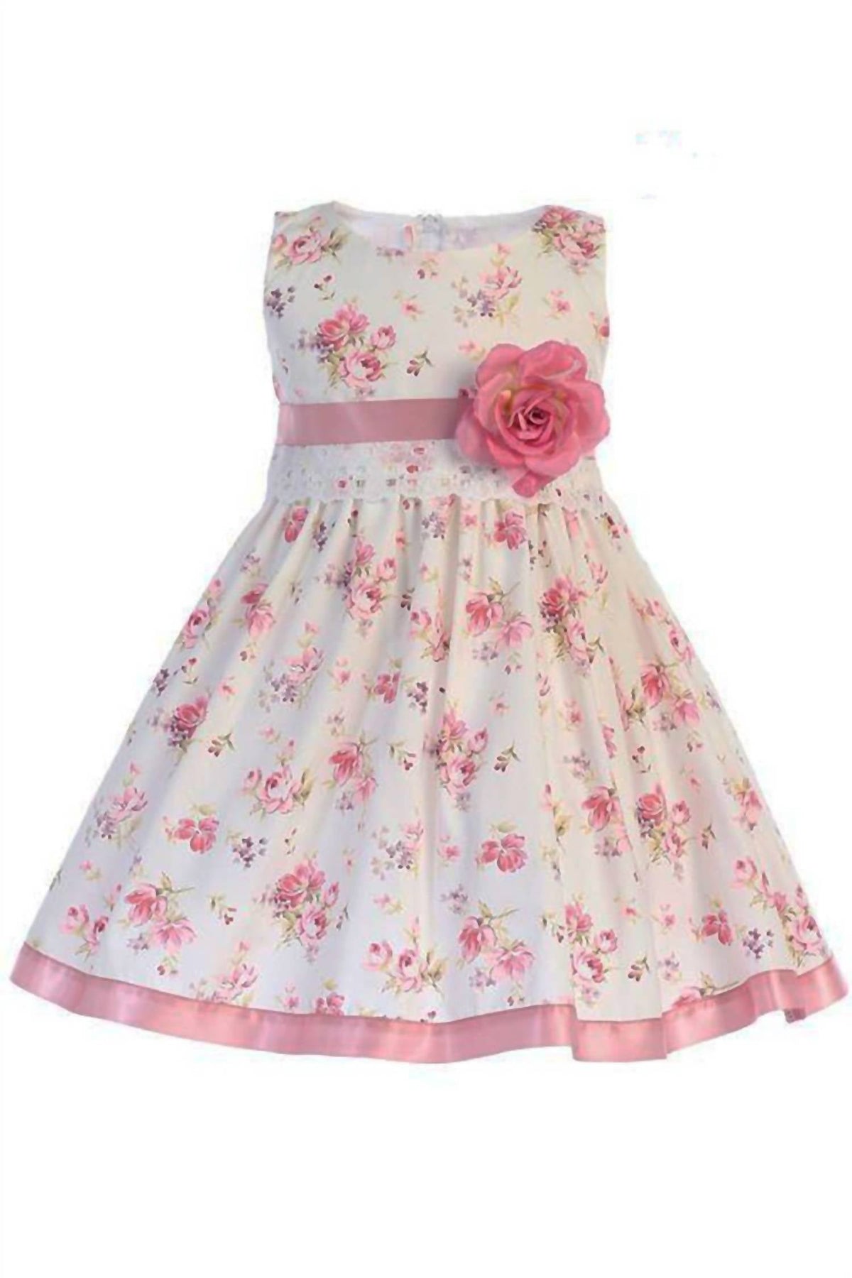 Girl's Cotton Floral Print Easter Dress