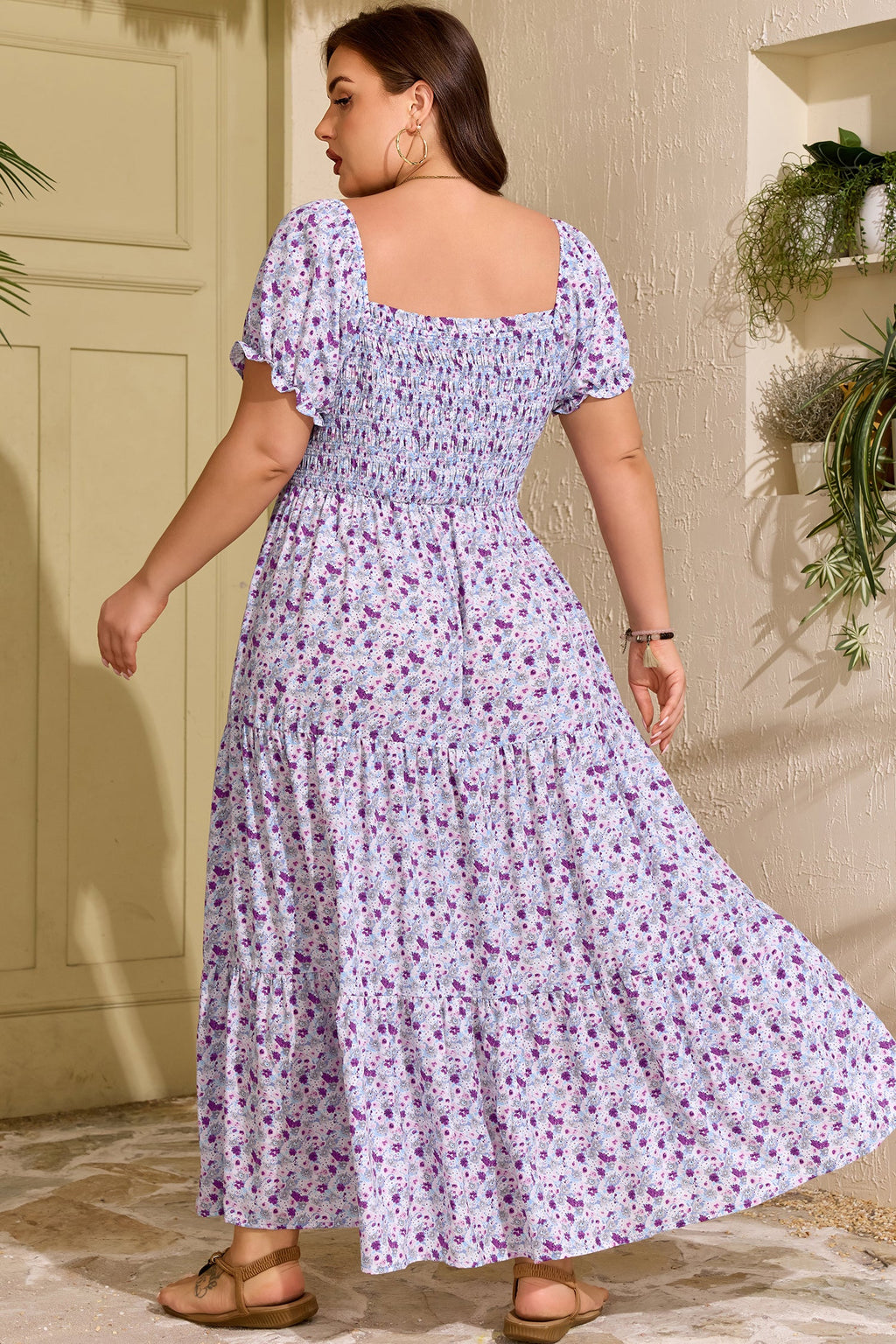 Kelsey Square Smocked Maxi PLUS Dress