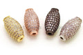 CZ Micro Pave Long Oval Spacer Beads with Clear Crystal for Bracelet/Necklace, Cubic Zirconia Beads, Bracelet Charms, 20x11mm, sku#G52