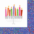 Playful Menorah Celebration Luncheon Napkins Tableware, Purple, Paper 6.5" x 6.5"16-Piece
