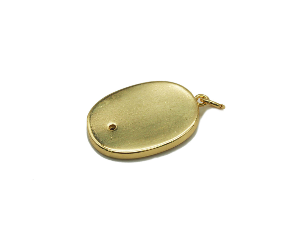 Hand Victory Sign On Oval Charm, Sku#Z1431