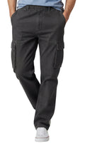 Men's Lightweight Double Cargo Pocket Pull-On Jeans – Cotton Blend Cargo Pants with Elastic Waist