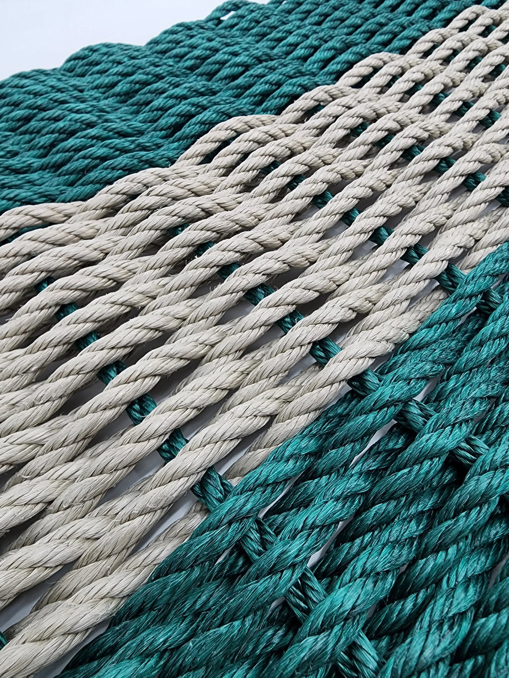 Lobster Rope Mat Hunter Green and Tan