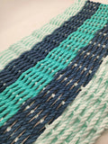 Seafoam, Navy and Teal Rope Mat made with Lobster Rope