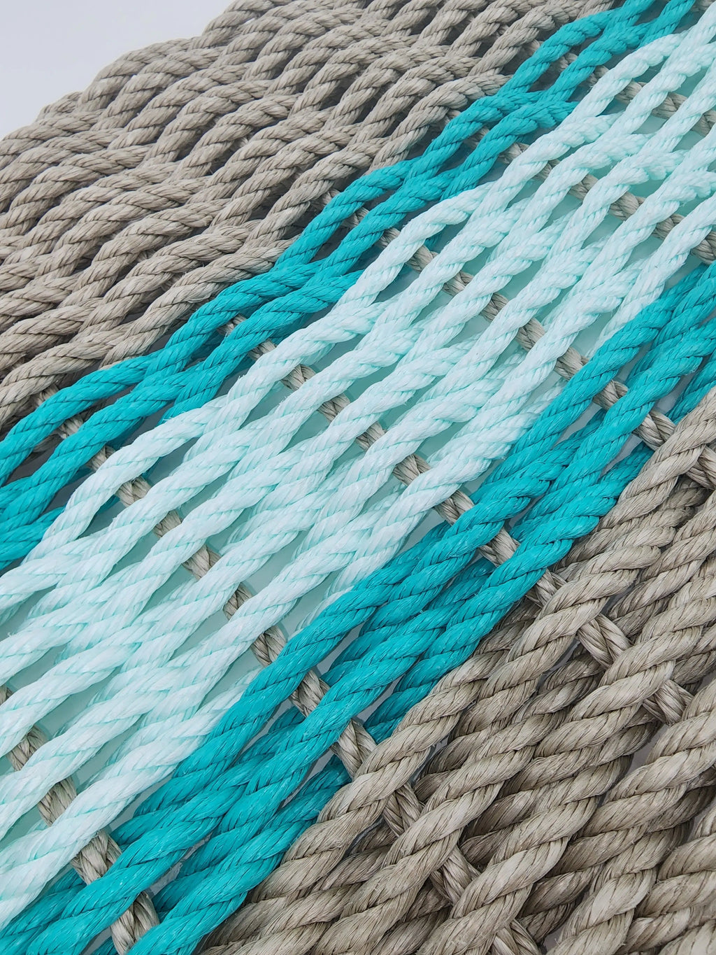 Lobster Rope Door Mat, Tan and Seafoam, accent color choice