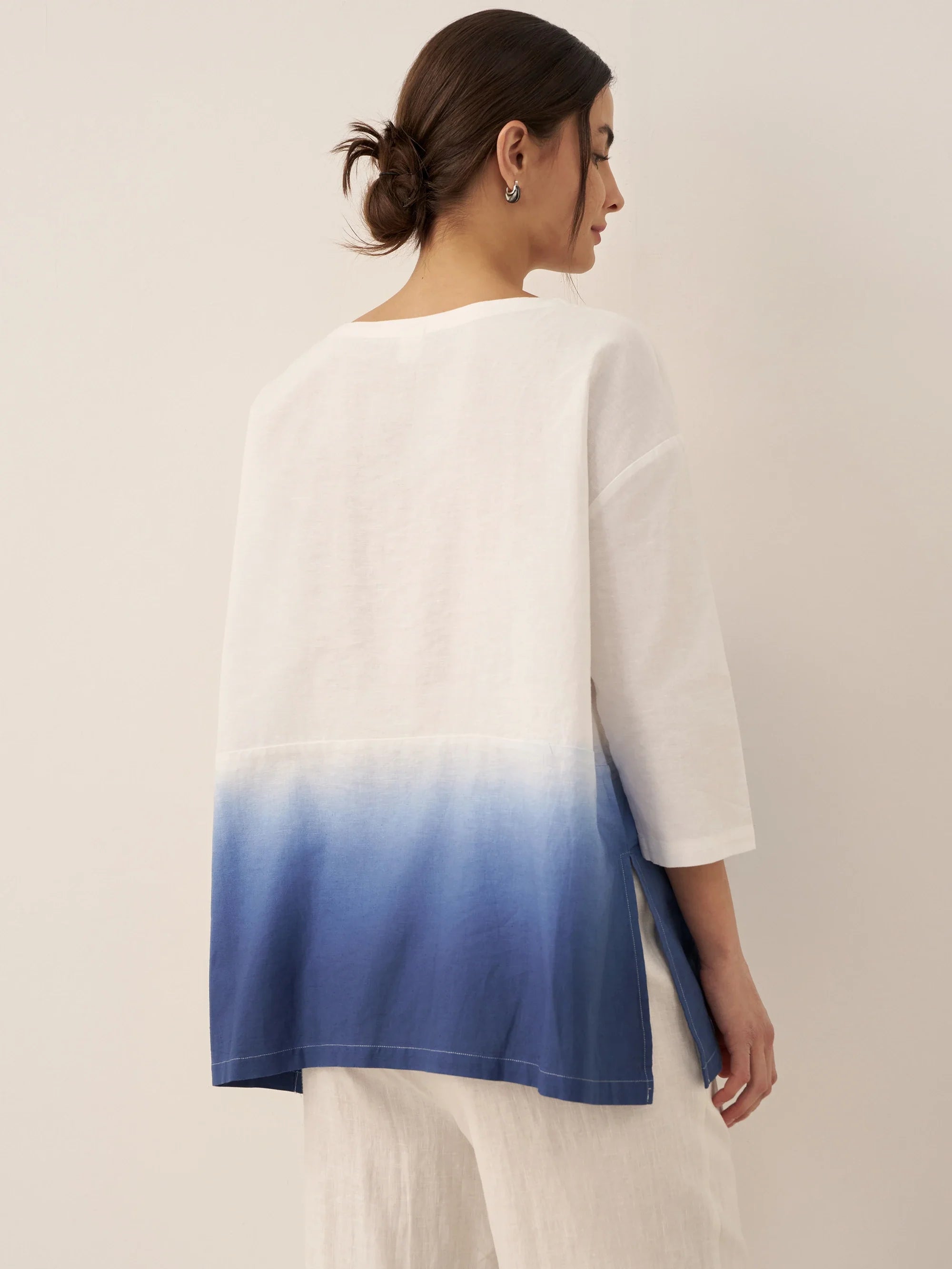 Linen White Boat Neck Oversized Top AVA