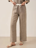 100% Linen Elastic Waist Straight-Leg Trousers JOURDAN-LINTICO