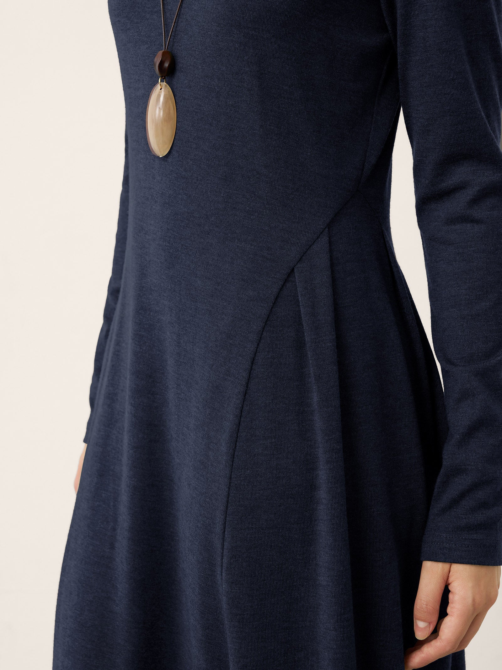Wool Sculpted Pleats Turtleneck Midi Dress BRIAR