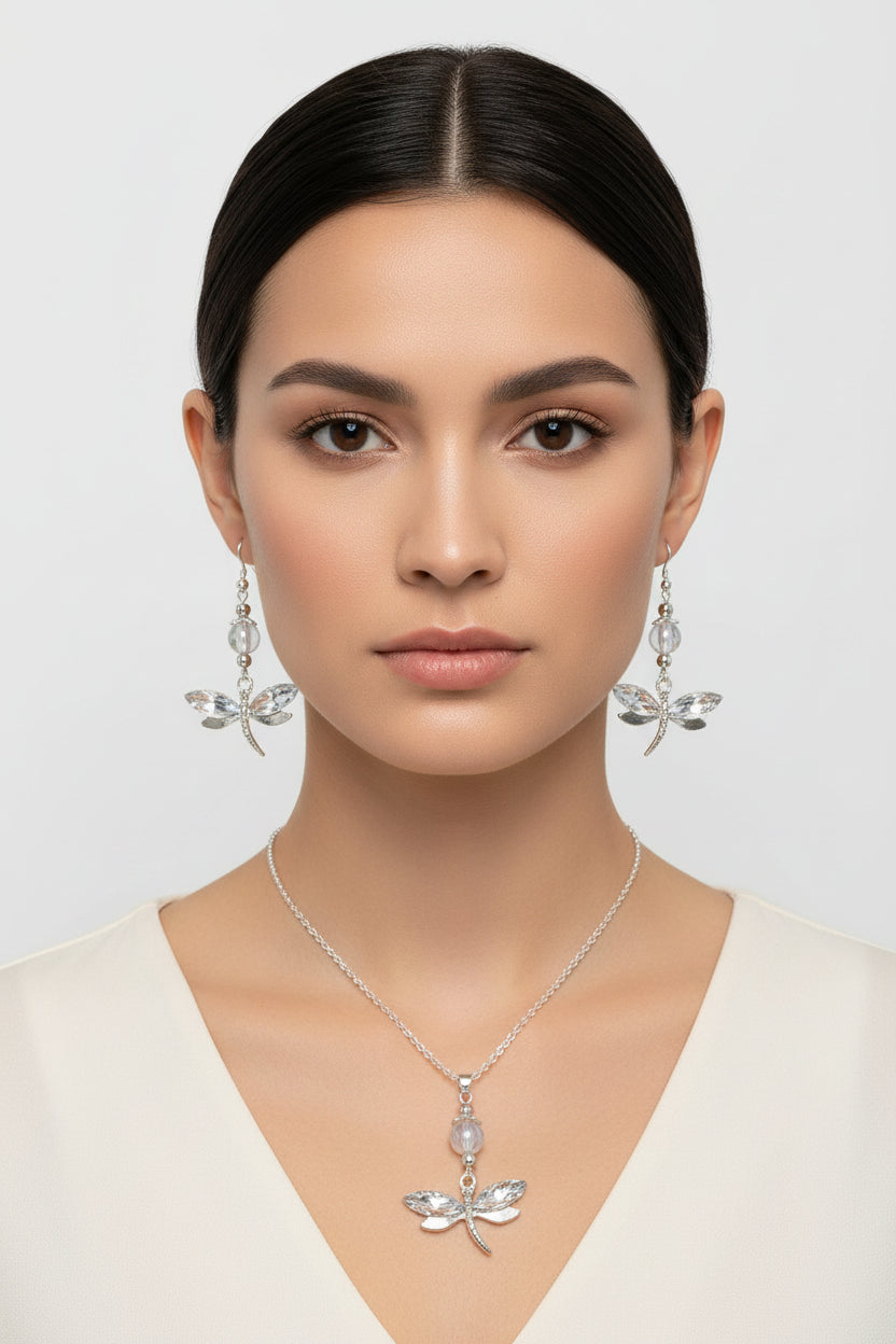 Dragonfly Necklace and Earrings Set - J&C Burton Creations