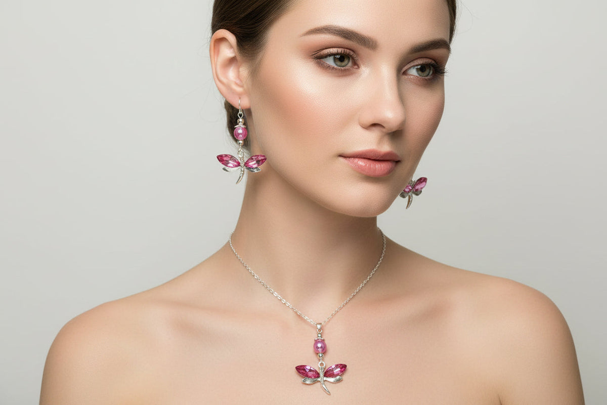 Dragonfly Necklace and Earrings Set - J&C Burton Creations