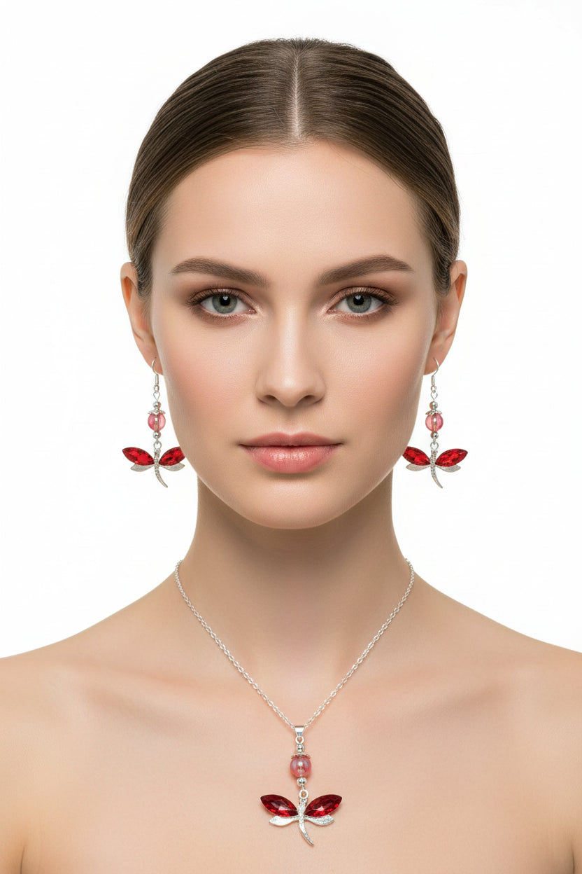 Dragonfly Necklace and Earrings Set - J&C Burton Creations