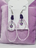 Handcrafted Purple Wire & Glass Tube Butterfly Dangle Earrings