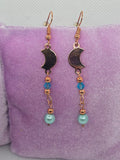 Copper Moon Blue Dangle Earrings