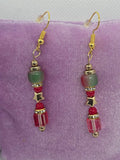 Green & Red Golden Star Earrings