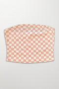 Checkered rib knit tube top