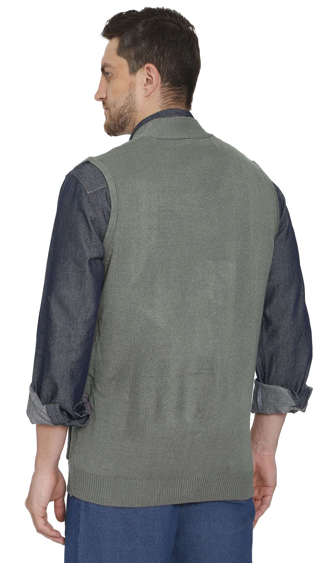 Men's Cashmere-Like Button Front Flat Knit Sweater Vest with Chest Pockets